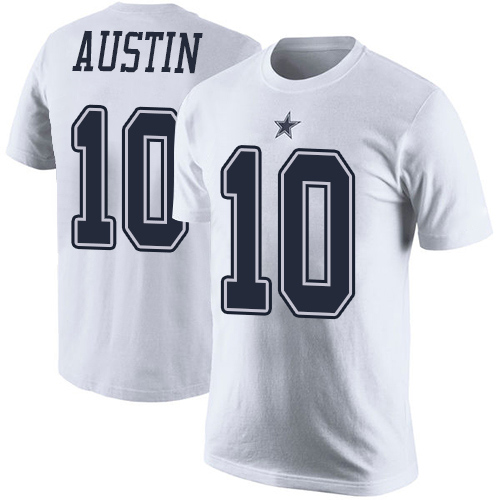 Men Dallas Cowboys White Tavon Austin Rush Pride Name and Number #10 T Shirt->nfl t-shirts->Sports Accessory